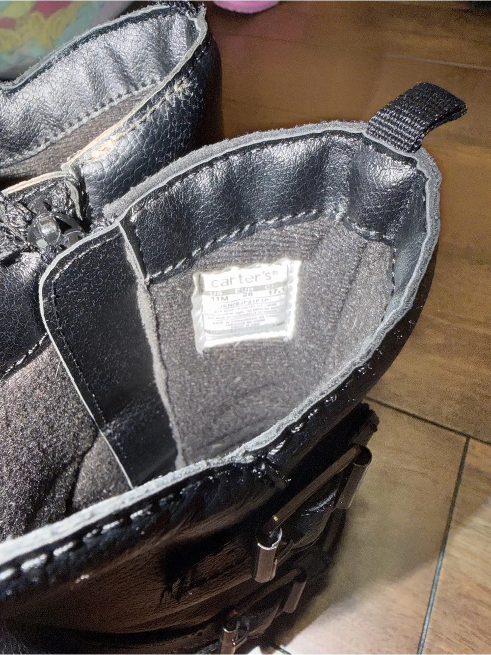 Black Buckle Mid-Calf Leather Boots
